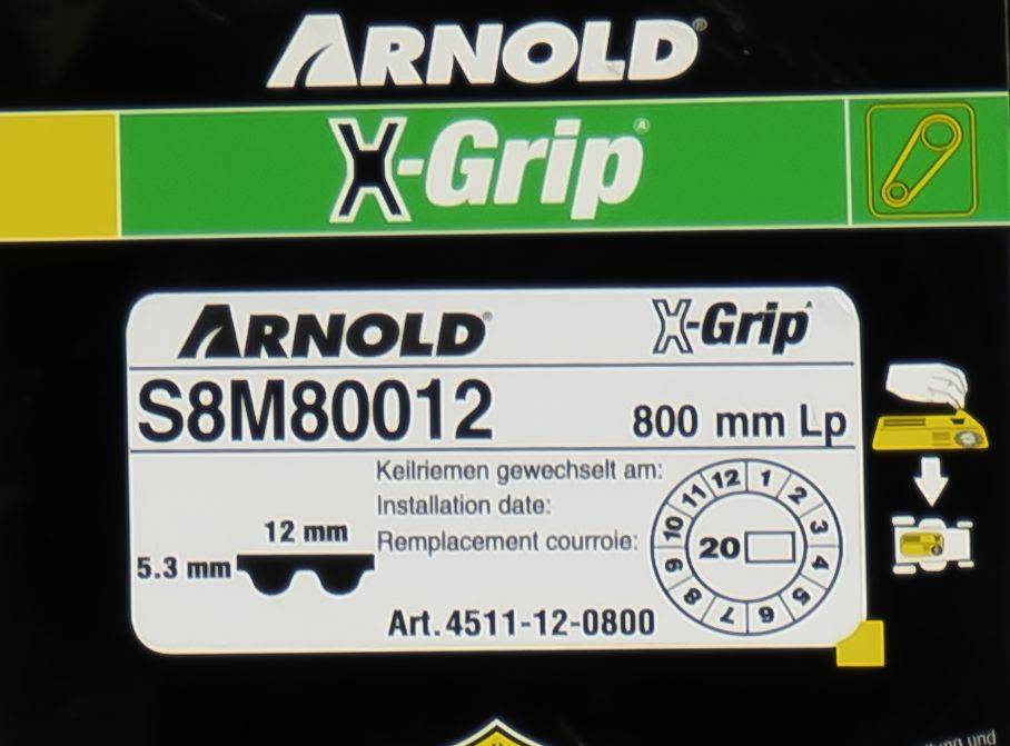 Arnold - Courroie dentée trapézoïdale X-Grip de type 120S8M800 Arnold - Imagen 2