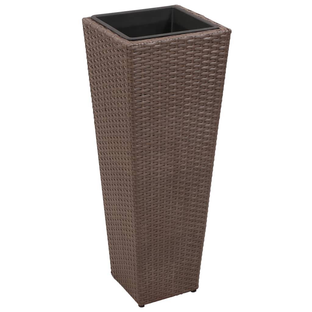 Helloshop26 - Jardinière lit surélevé plantes fleurs jardin 3 pcs résine tressée marron - Imagen 4