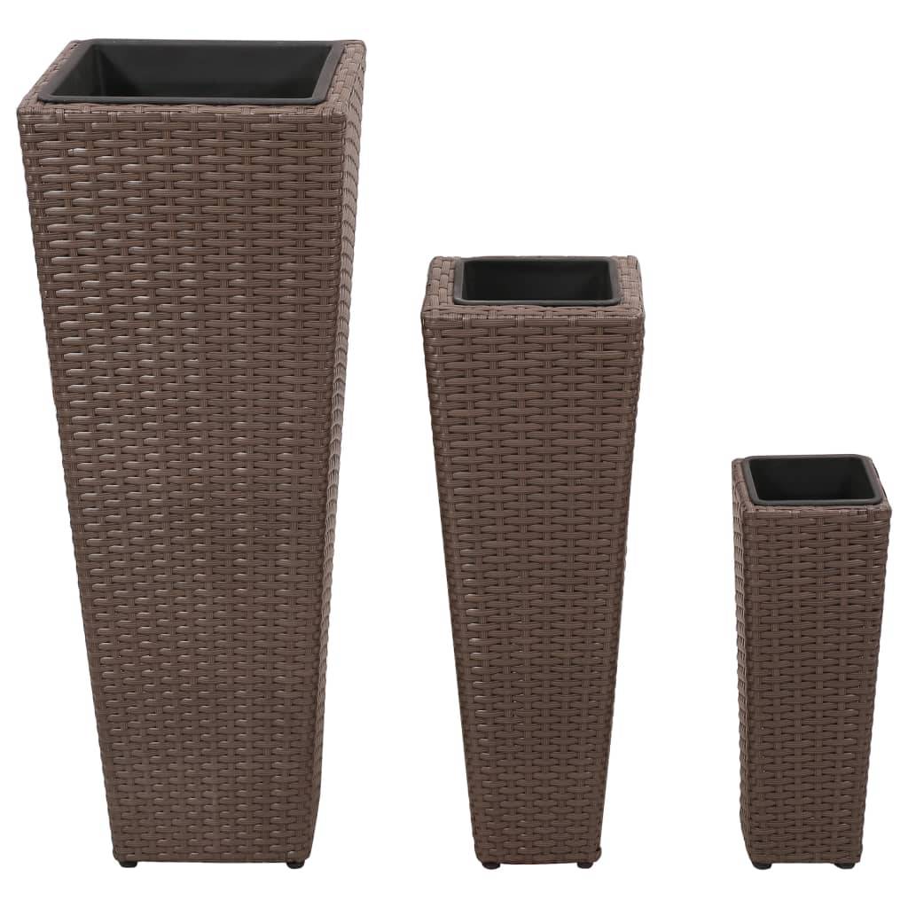 Helloshop26 - Jardinière lit surélevé plantes fleurs jardin 3 pcs résine tressée marron - Imagen 2