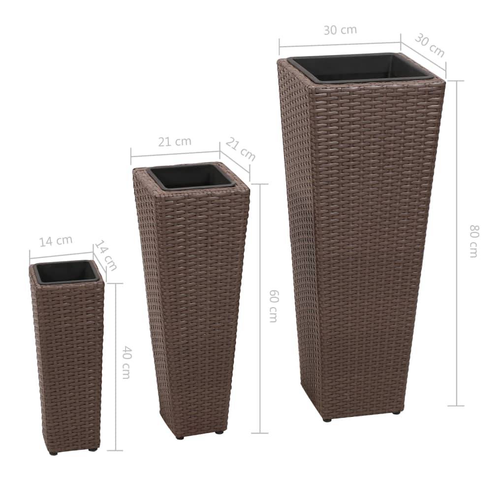 Helloshop26 - Jardinière lit surélevé plantes fleurs jardin 3 pcs résine tressée marron - Imagen 7