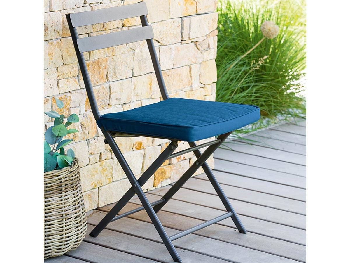 Hesperide - Galette de chaise à scratch "Korai" bleu indigo 40x40x4cm en polyester Hespéride - Imagen 5