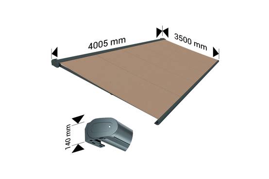 Ombrazur - Store banne Coffre intégral PROTECT 2 LED Gris Anthracite 4,05x3,50m Motorisé à télécommande + Eclairage LED - Toile Taupe OMBRAZUR - Imagen 4