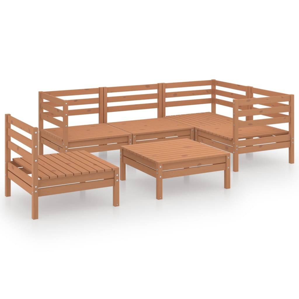 Helloshop26 - Salon de jardin meuble d'extérieur ensemble de mobilier 6 pièces bois de pin massif marron miel - Imagen 1