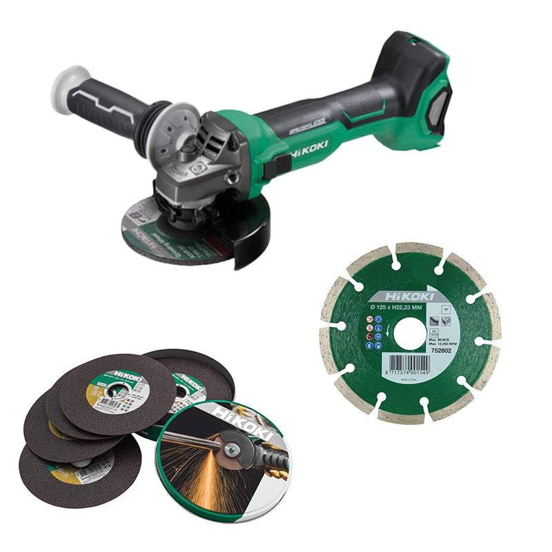 Pack Meuleuse Ø125 36/18V Brushless + disque diamant + 10 disques à tronçonner HIKOKI G3613DVEW2Z & 752802 & 782304 avec Hitcase III Hikoki - Imagen 1