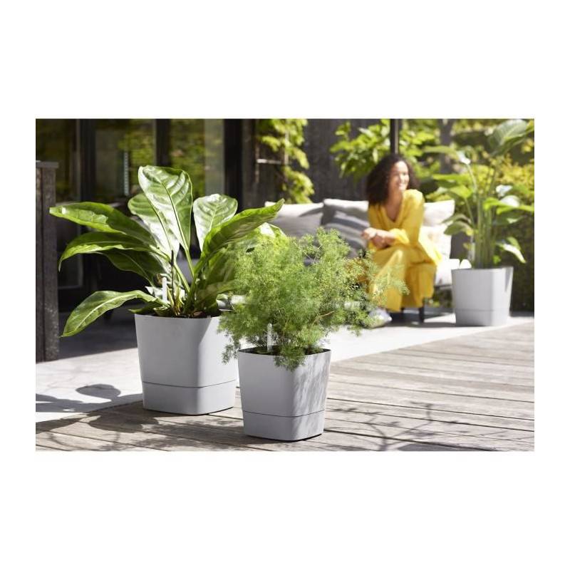 Elho - Elho - Pot De Fleurs  -  Greensense Aqua Care Carre 38 - Ciment Clair - Interieur/exterieur - O 38 X H 38.9 Cm - Image 2