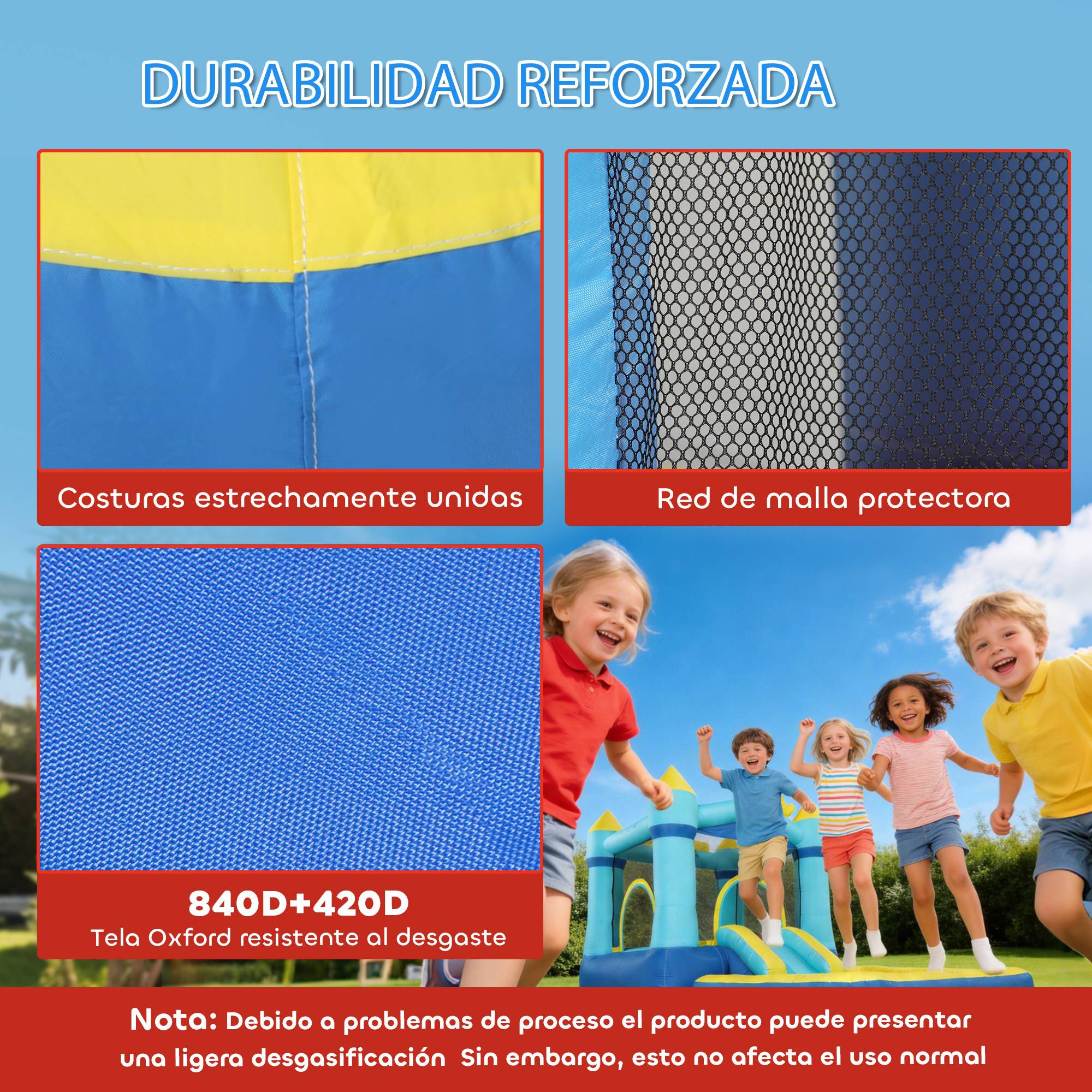 Château gonflable bleu souffleur toboggan trampoline piscine panier basket 3 à 8 ans - Image 7