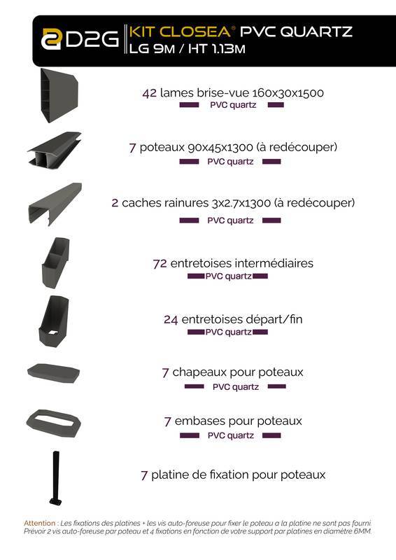 Closea - Kit cloture - Lame 16cm - PVC Quartz - LG: 9m x H: 1m13 Closea - Imagen 4