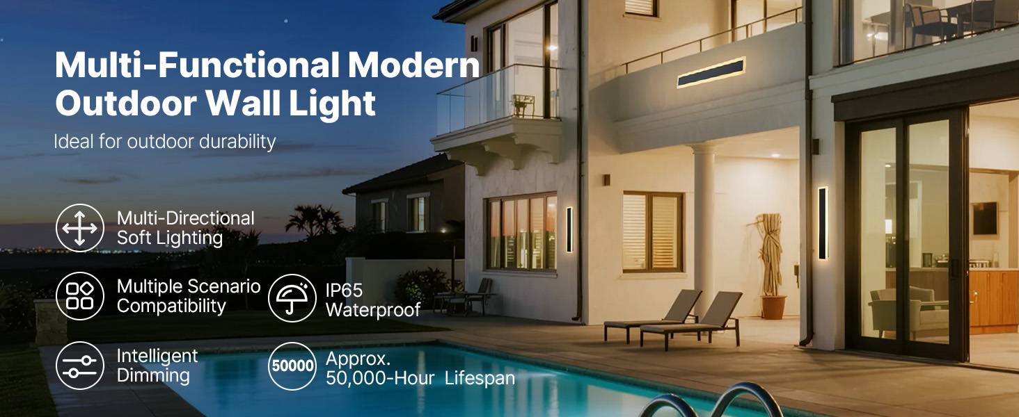 VEVOR Applique Murale Extérieur Éclairage LED 11 W Lot de 2 60 cm 2700 K-6000 K - Image 9