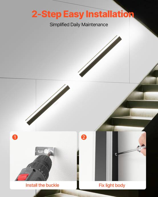 VEVOR Applique Murale Extérieur Éclairage LED 11 W Lot de 2 60 cm 2700 K-6000 K - Image 5