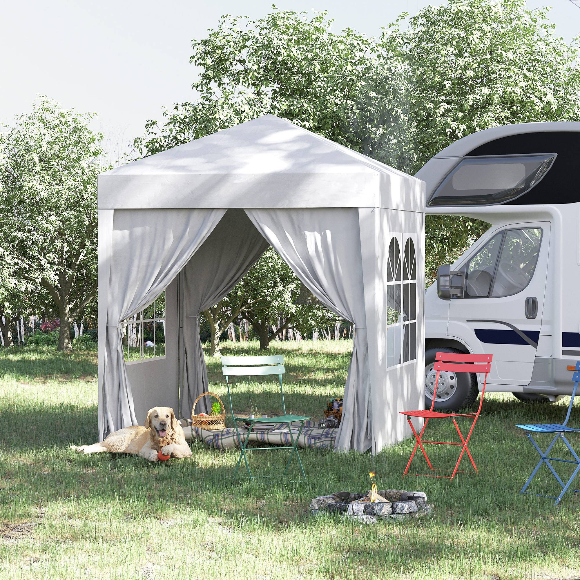 Tonnelle pliante acier blanc 200 x 200 x 240 cm - PANGIVO - Image 3