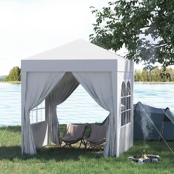 Tonnelle pliante acier blanc 200 x 200 x 240 cm - PANGIVO - Image 4