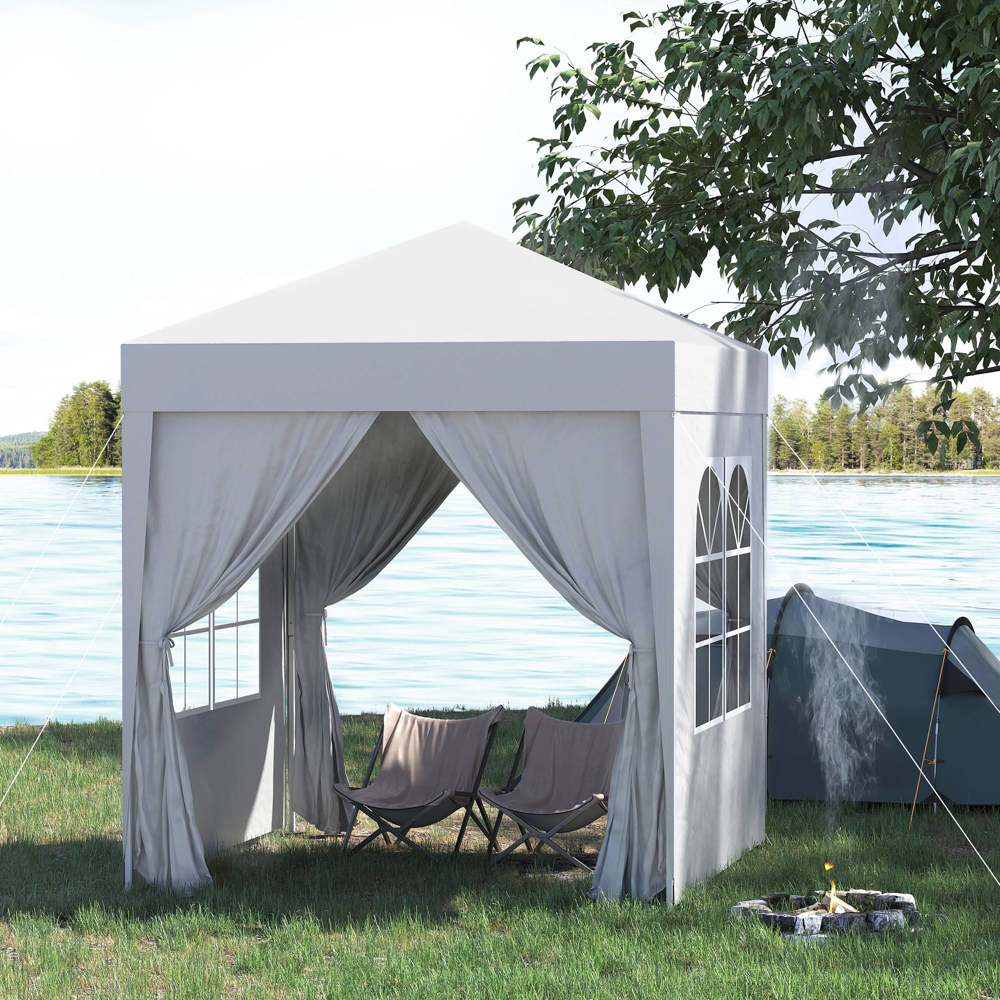 Tonnelle pliante acier blanc 200 x 200 x 240 cm - PANGIVO - Image 4