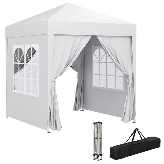 Tonnelle pliante acier blanc 200 x 200 x 240 cm - PANGIVO - Image 1