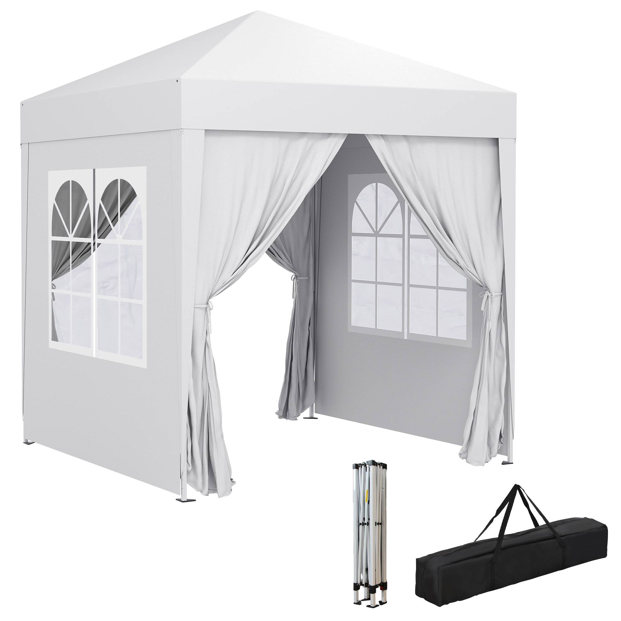 Tonnelle pliante acier blanc 200 x 200 x 240 cm - PANGIVO - Image 1