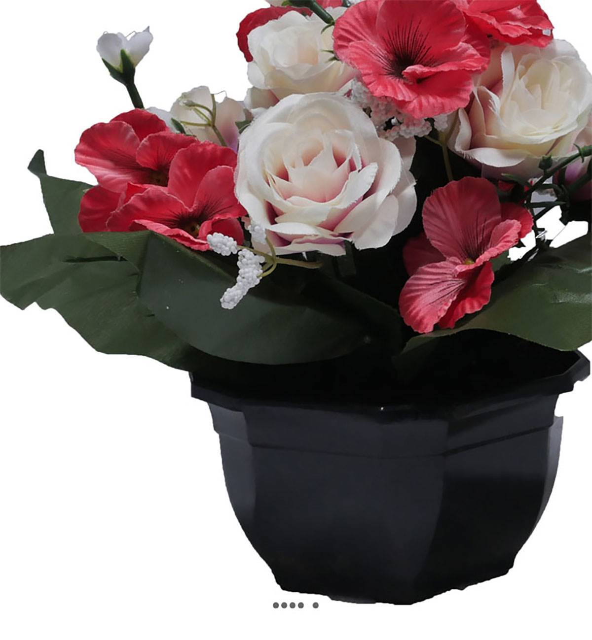 Artificielles - Fleurs artificielles cimetière roses, pensées et mini fleurs en coupe D 30 cm Rose soutenu - couleur: Rose soutenu - Imagen 3