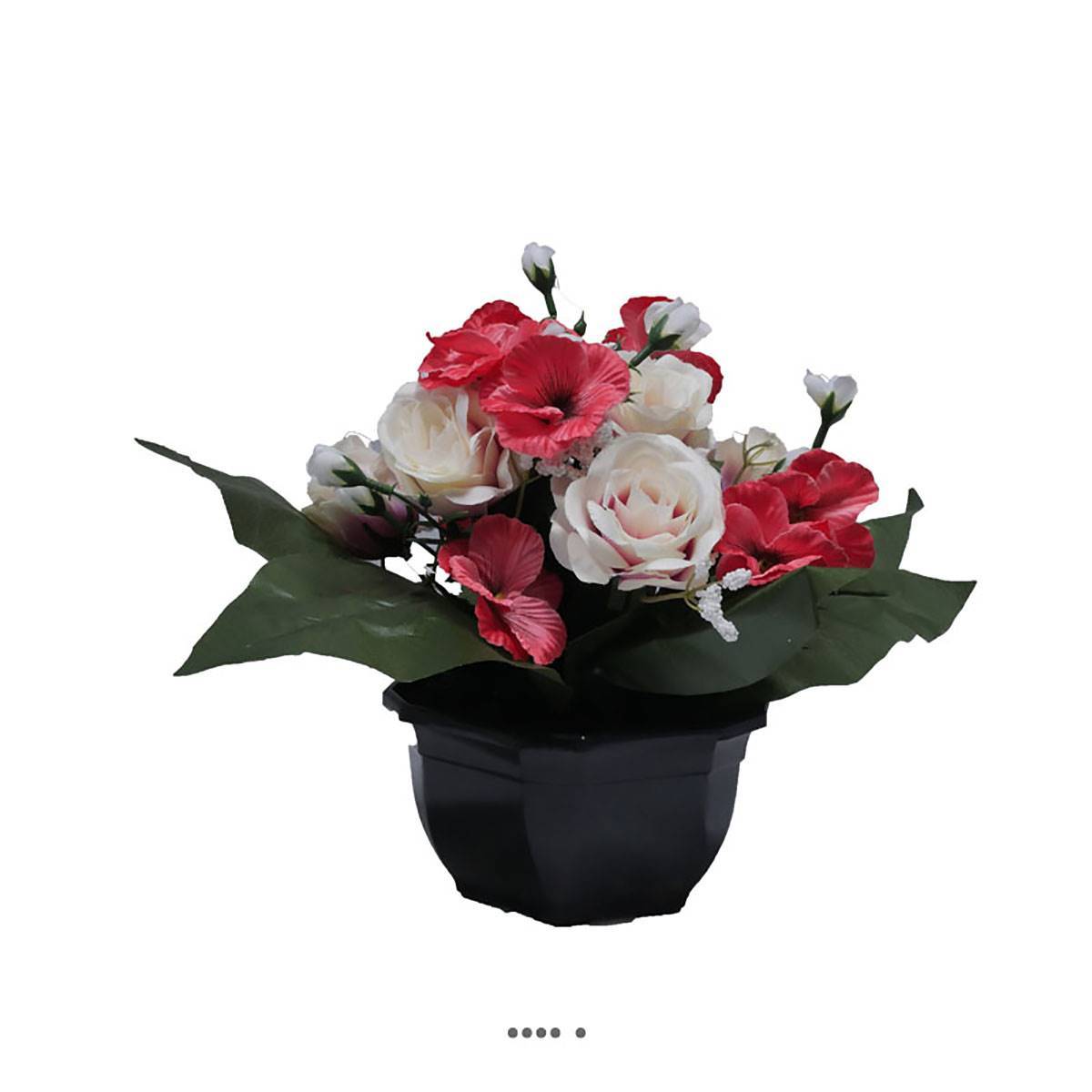 Artificielles - Fleurs artificielles cimetière roses, pensées et mini fleurs en coupe D 30 cm Rose soutenu - couleur: Rose soutenu - Imagen 1