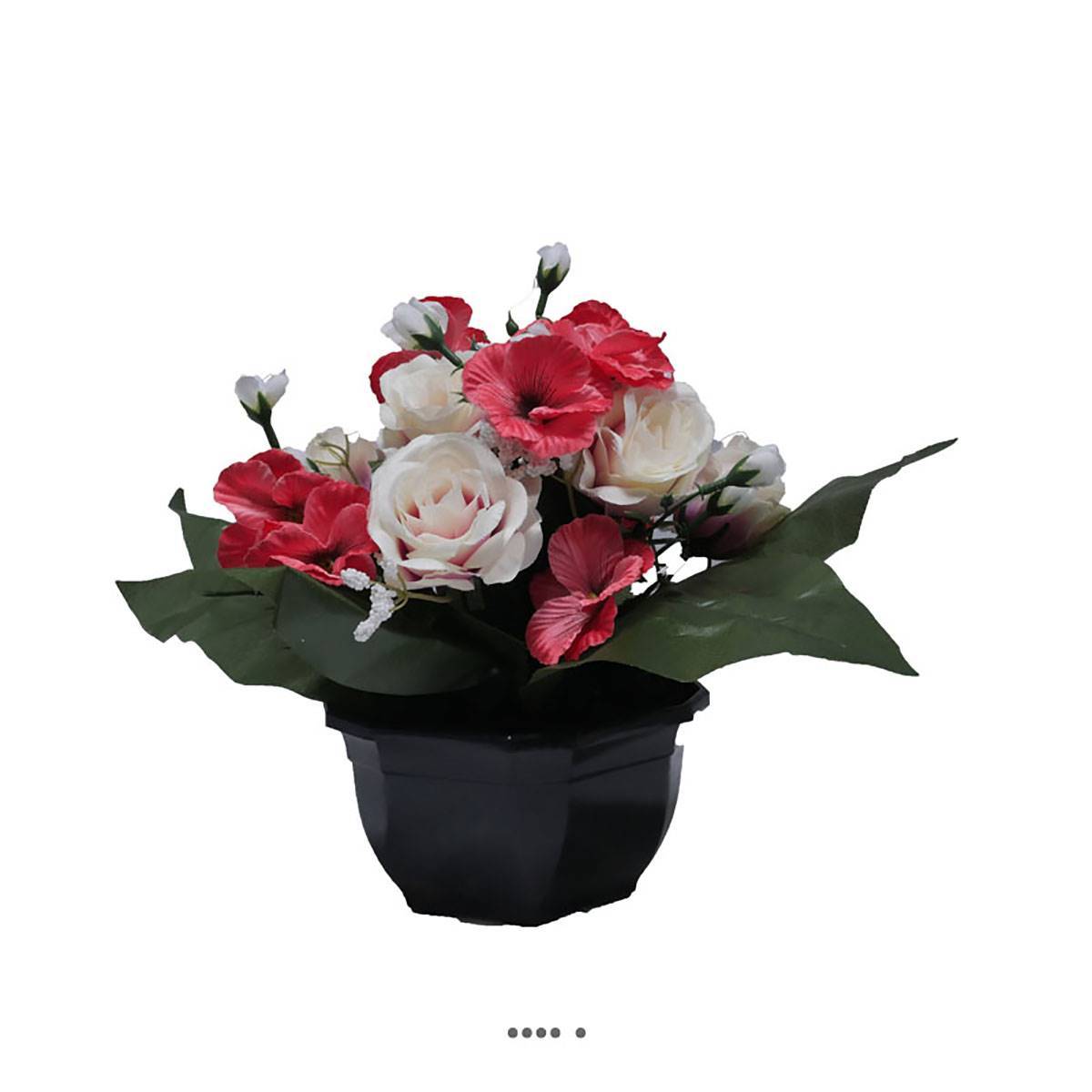 Artificielles - Fleurs artificielles cimetière roses, pensées et mini fleurs en coupe D 30 cm Rose soutenu - couleur: Rose soutenu - Imagen 2