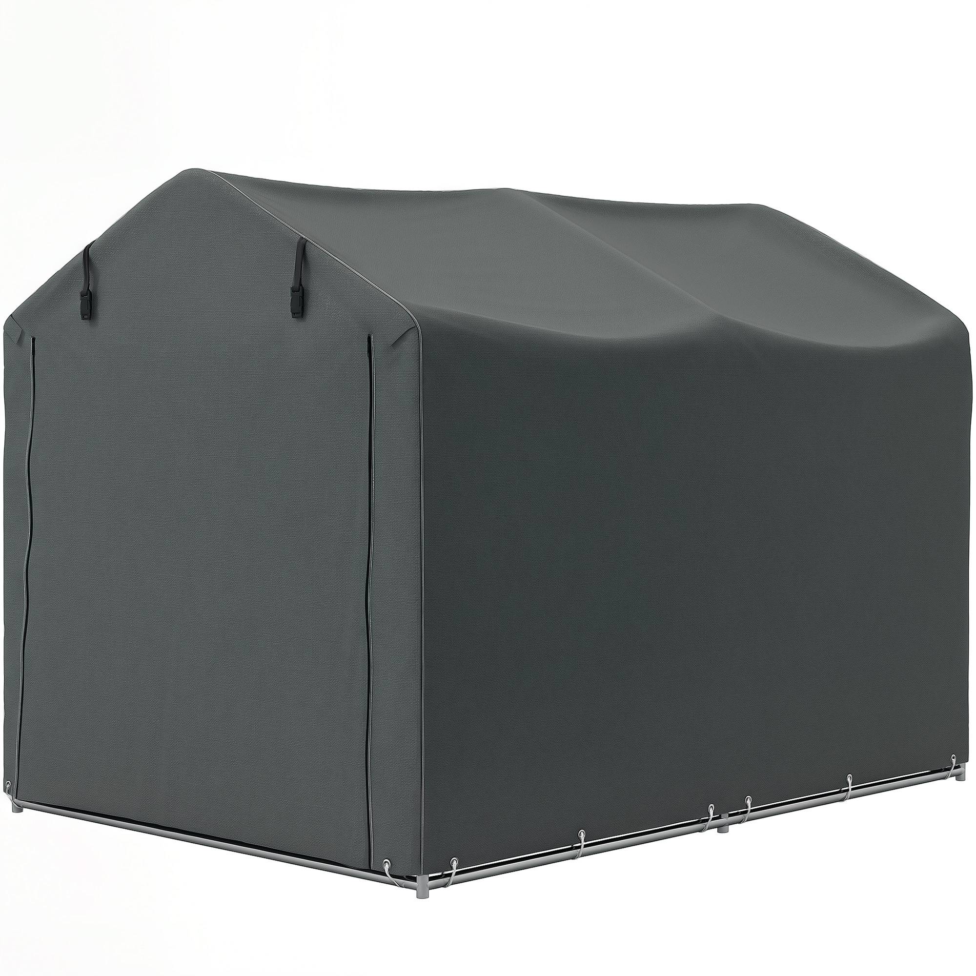 Abri de jardin extérieur pour outils et vélos, 2,2 x 1,57 x 1,65 m, avec porte zippée, imperméable, gris foncé - Image 2