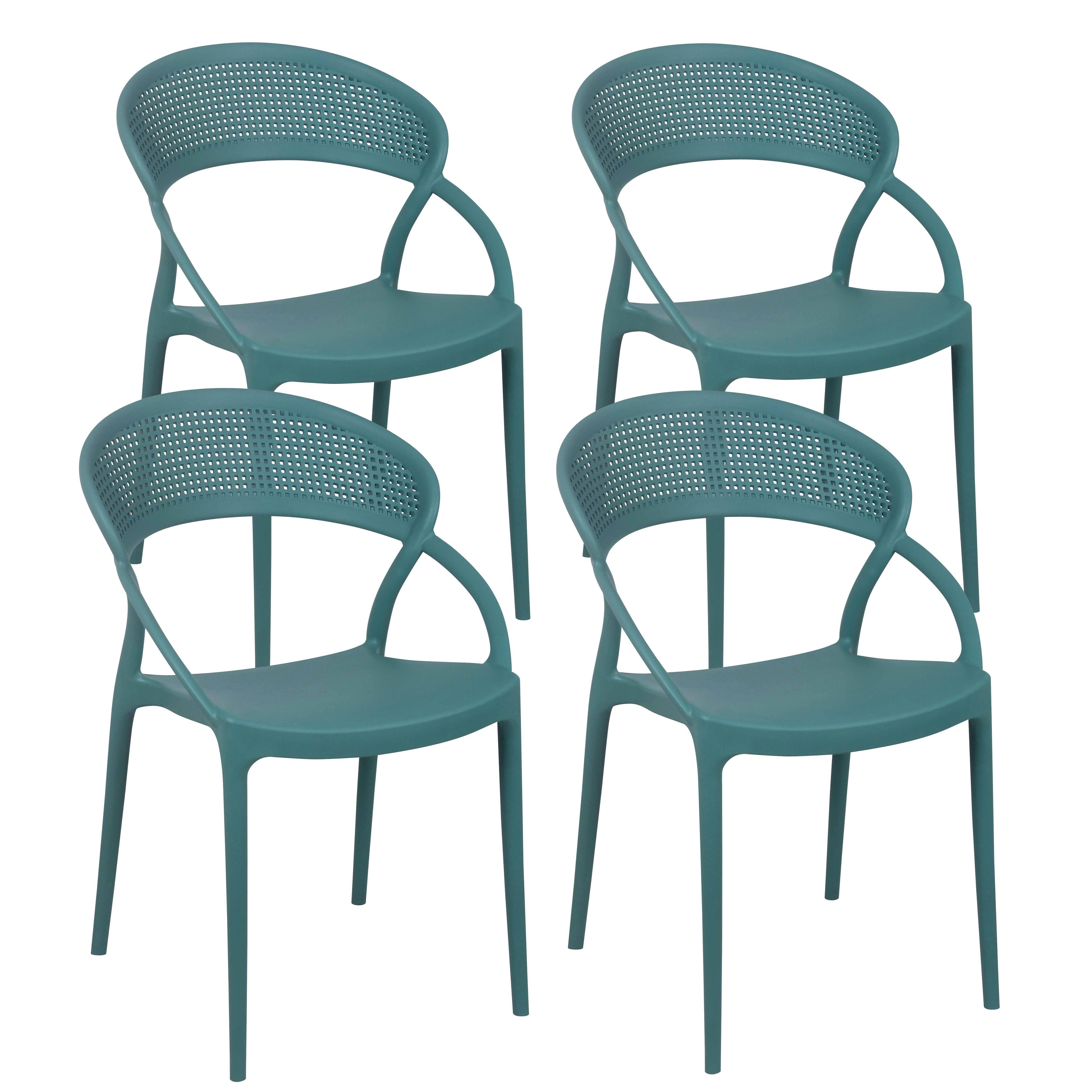 Oviala - Lot de 4 chaises de terrasse vert foncé Madrid - Oviala - Imagen 1