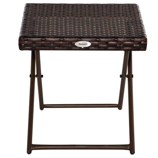 Table basse pliante jardin résine tressée acier balcon gain de place 40x40x40cm marron - ComfortXL Outdoor Living - Image 2