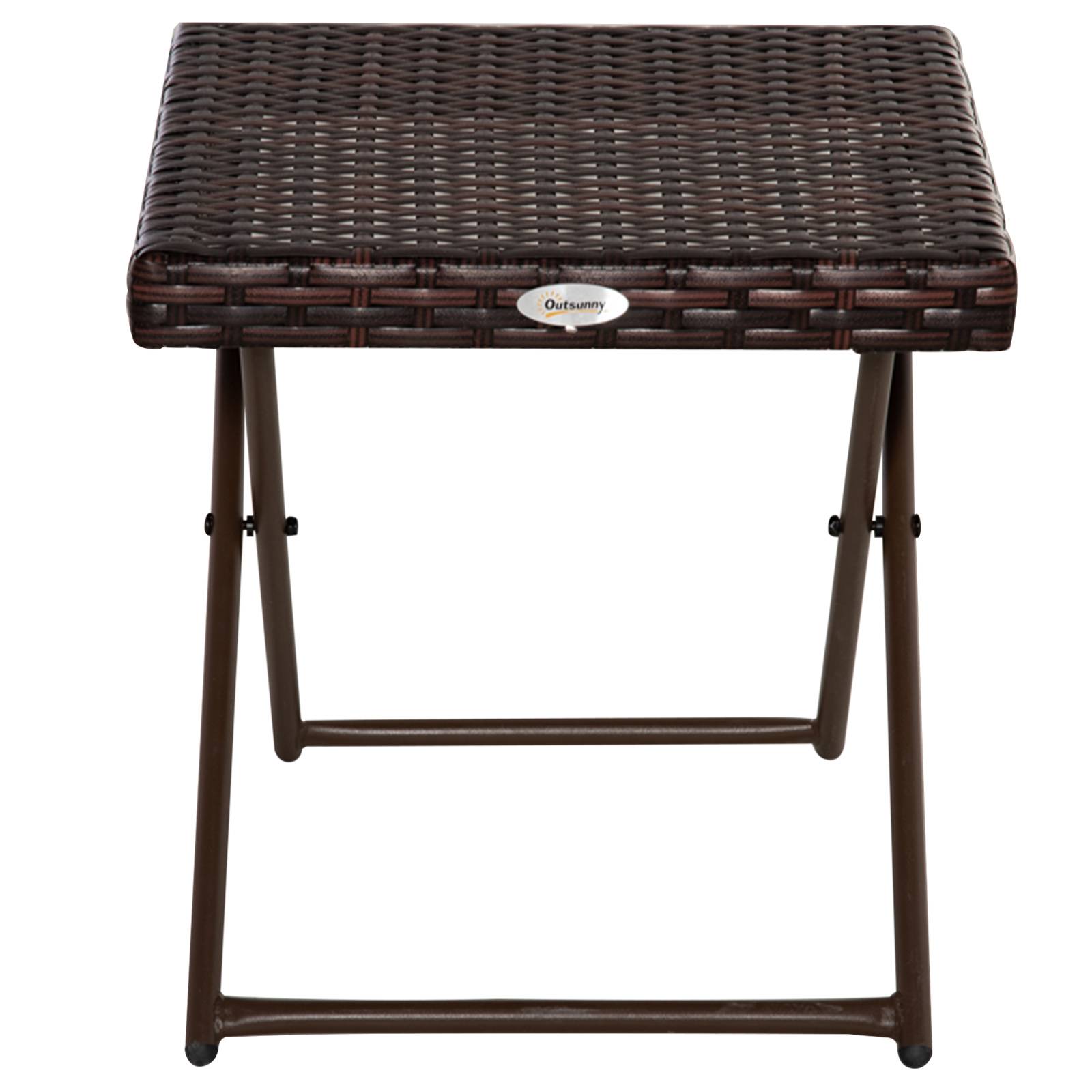 Table basse pliante jardin résine tressée acier balcon gain de place 40x40x40cm marron - ComfortXL Outdoor Living - Image 2