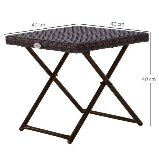 Table basse pliante jardin résine tressée acier balcon gain de place 40x40x40cm marron - ComfortXL Outdoor Living - Image 5