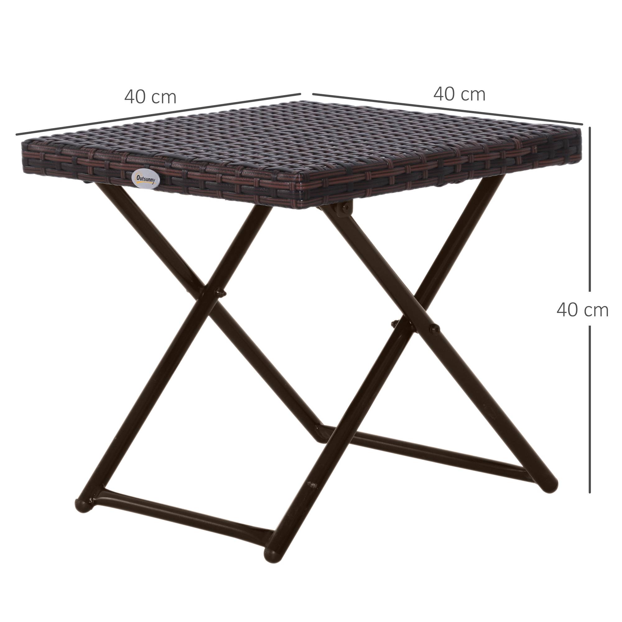 Table basse pliante jardin résine tressée acier balcon gain de place 40x40x40cm marron - ComfortXL Outdoor Living - Image 5