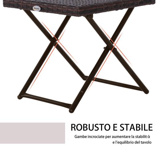 Table basse pliante jardin résine tressée acier balcon gain de place 40x40x40cm marron - ComfortXL Outdoor Living - Image 8