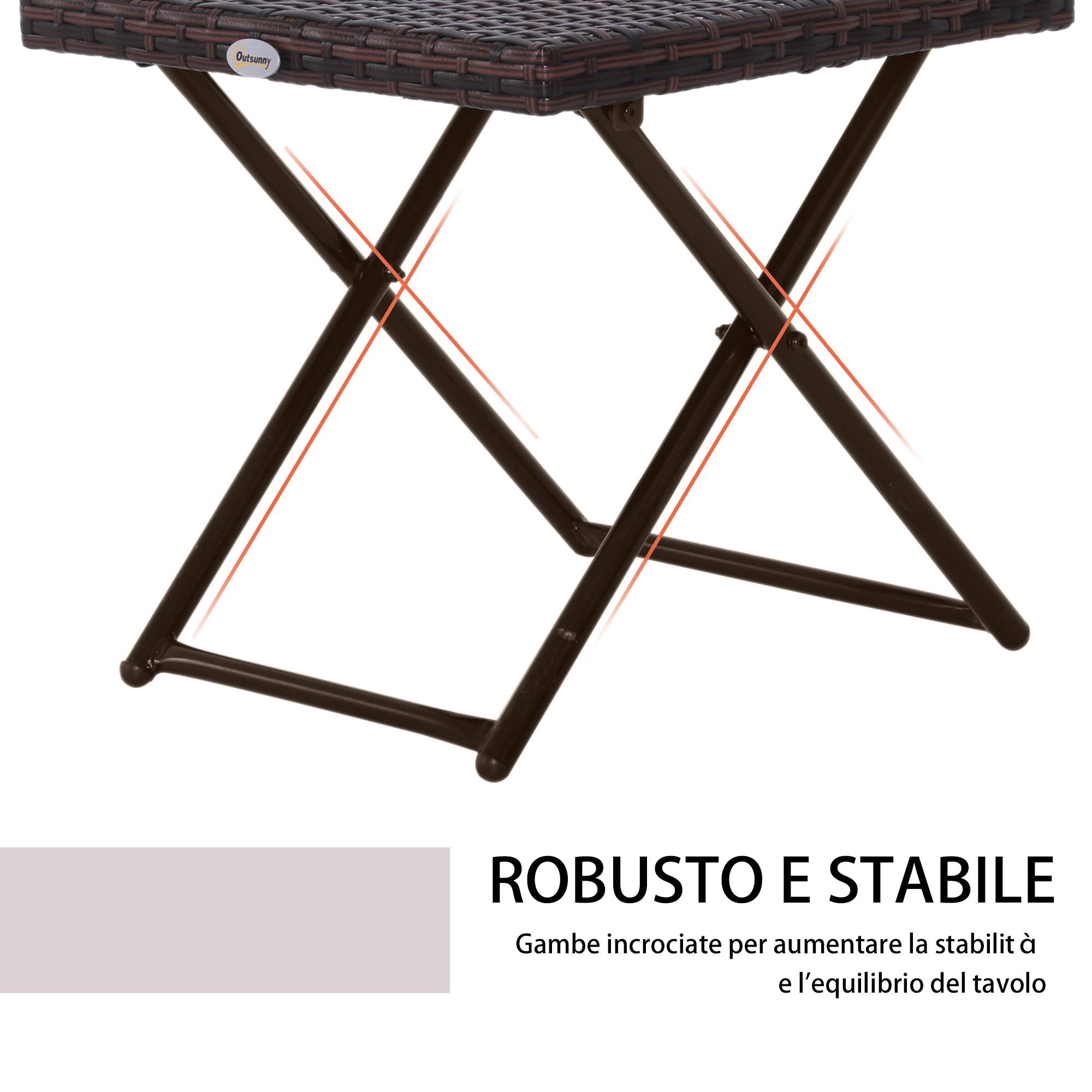 Table basse pliante jardin résine tressée acier balcon gain de place 40x40x40cm marron - ComfortXL Outdoor Living - Image 8