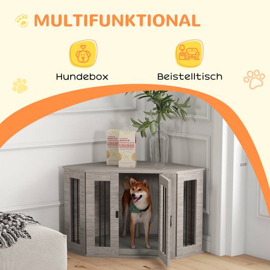 Cage pour chien en bois, avec coussin et verrou, 104 x 55 x 63 cm, noyer - PANGIVO - Image 4
