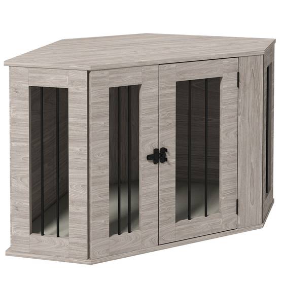 Cage pour chien en bois, avec coussin et verrou, 104 x 55 x 63 cm, noyer - PANGIVO - Image 1