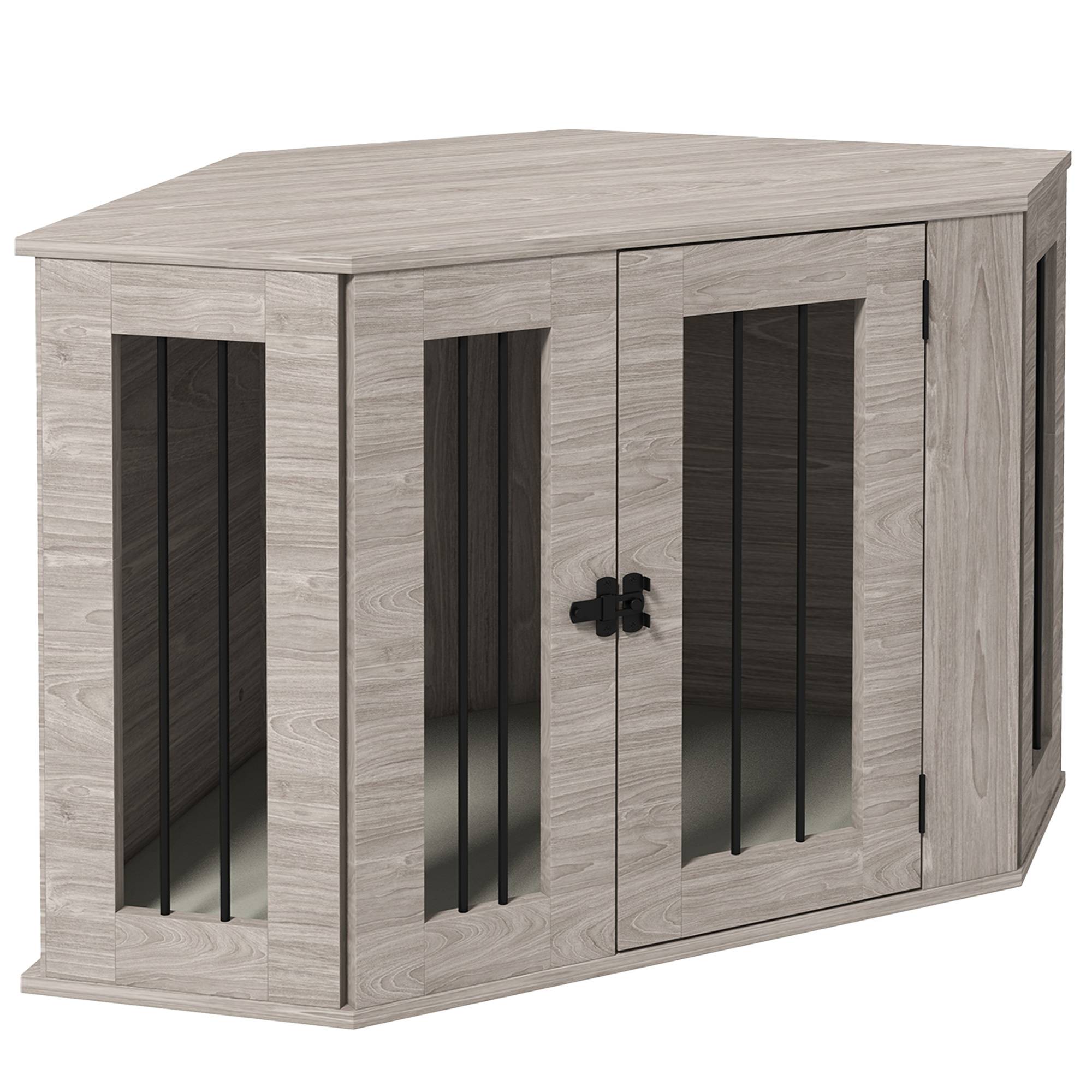 Cage pour chien en bois, avec coussin et verrou, 104 x 55 x 63 cm, noyer - PANGIVO - Image 1