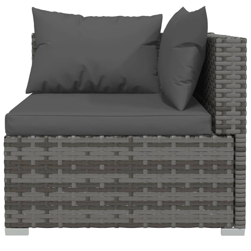 Helloshop26 - Salon de jardin meuble d'extérieur ensemble de mobilier 9 pièces avec coussins résine tressée gris - Imagen 3