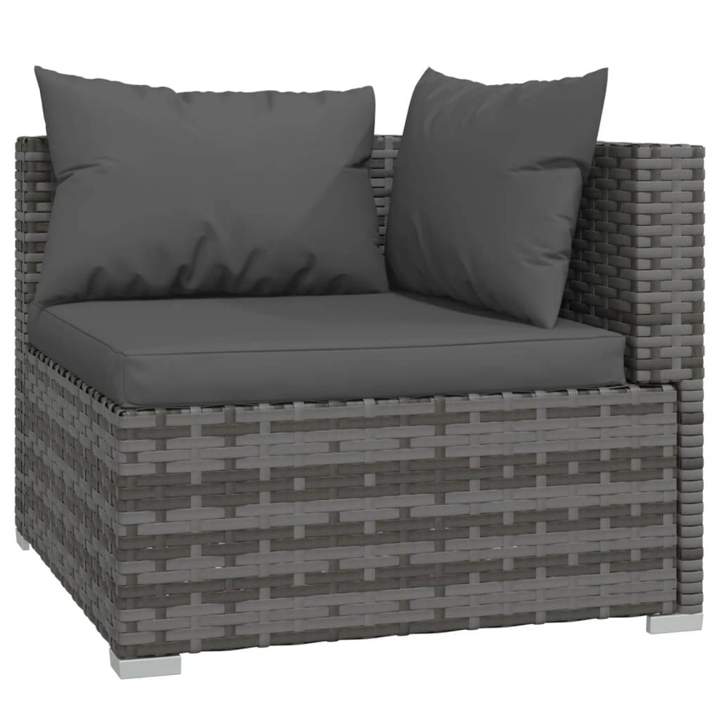 Helloshop26 - Salon de jardin meuble d'extérieur ensemble de mobilier 9 pièces avec coussins résine tressée gris - Imagen 2