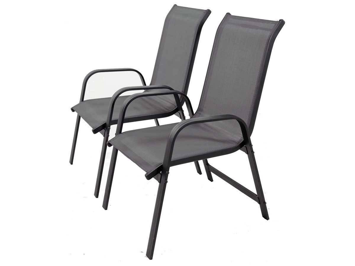 Fauteuil Jardin Alu/textilène "porto" - Phoenix - Gris Foncé - Lot De 2 -habitat Et Jardin - Imagen 1