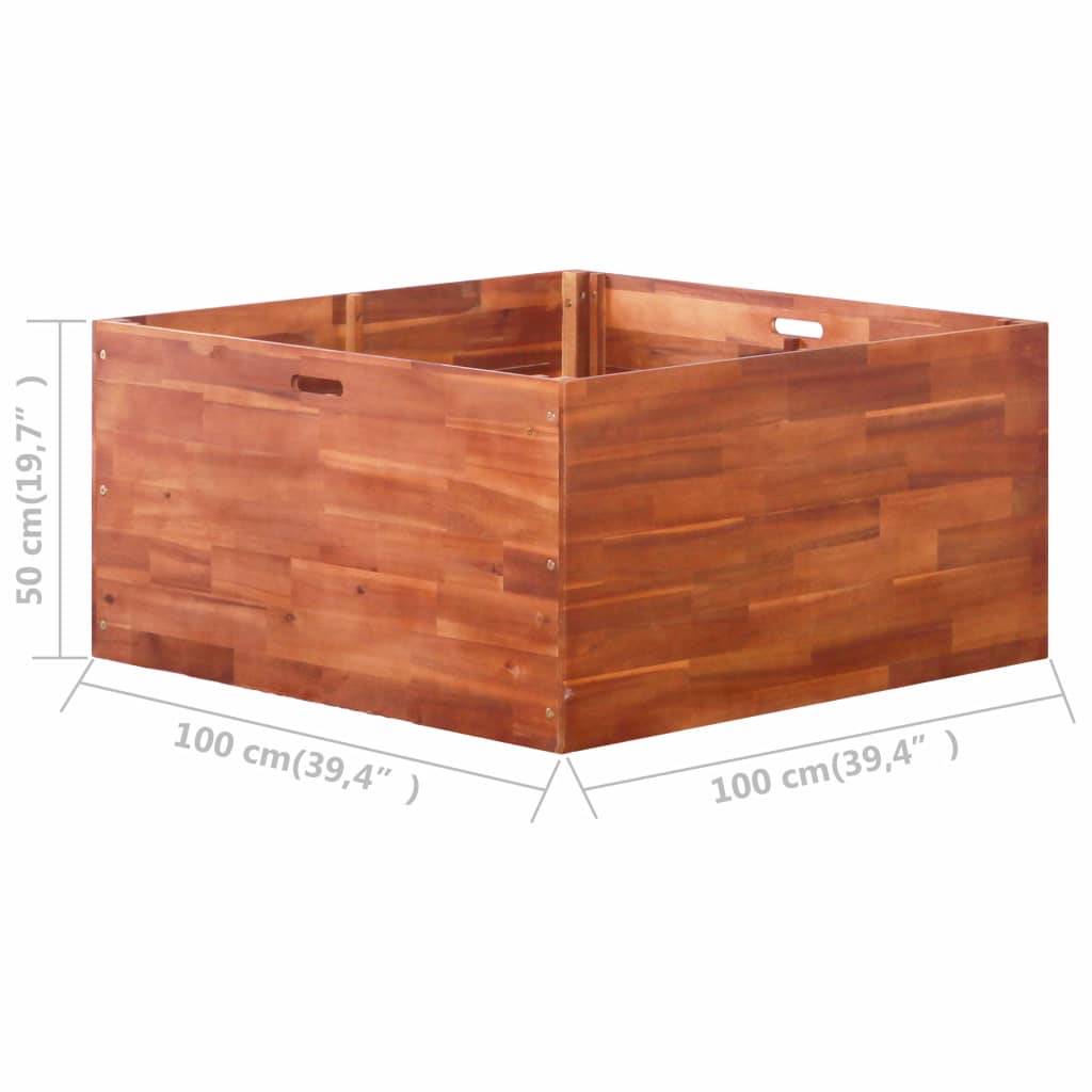 Helloshop26 - Jardinière lit surélevé plantes fleurs jardin 100 x 100 x 50 cm bois d'acacia - Imagen 6