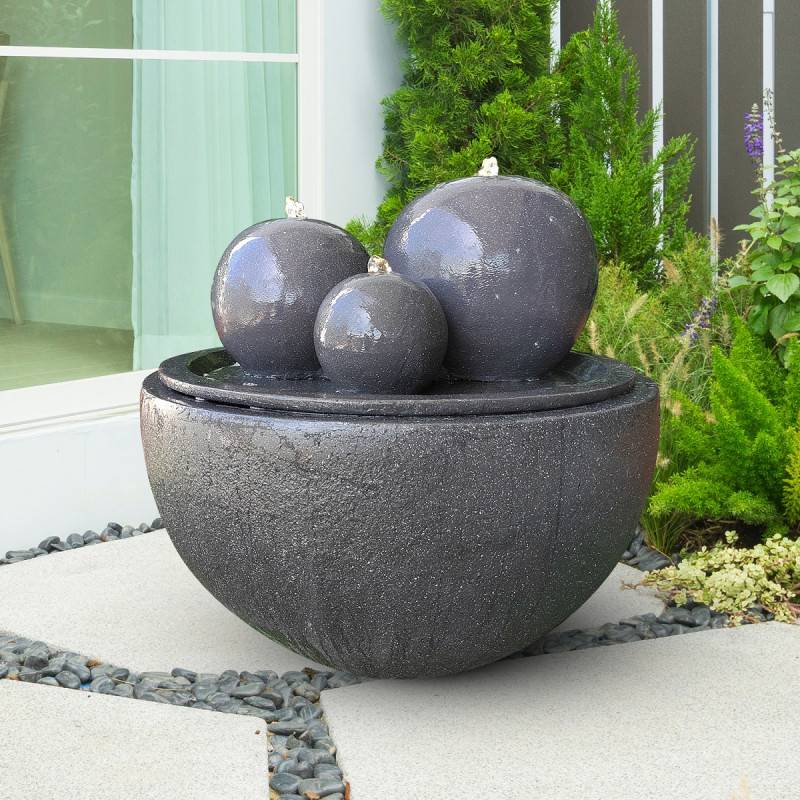 Fontaine de jardin Haumea fiberstone avec pompe LED 57L anthracite Art-Pond - Image 2