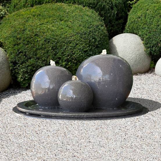 Fontaine de jardin Haumea fiberstone avec pompe LED 57L anthracite Art-Pond - Image 1