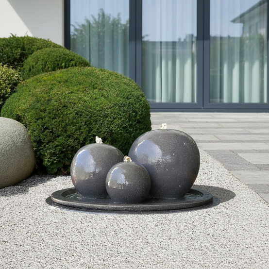 Fontaine de jardin Haumea fiberstone avec pompe LED 57L anthracite Art-Pond - Image 3
