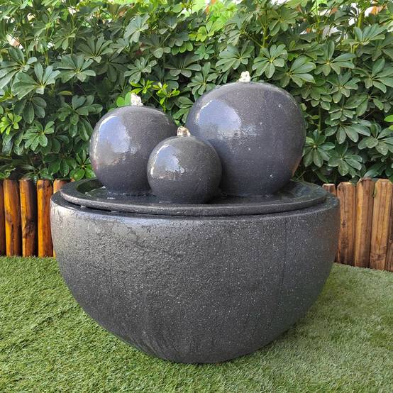 Fontaine de jardin Haumea fiberstone avec pompe LED 57L anthracite Art-Pond - Image 5