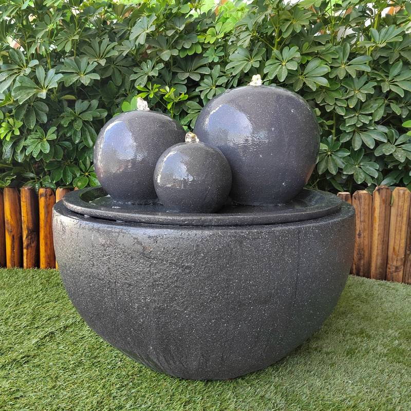 Fontaine de jardin Haumea fiberstone avec pompe LED 57L anthracite Art-Pond - Image 5