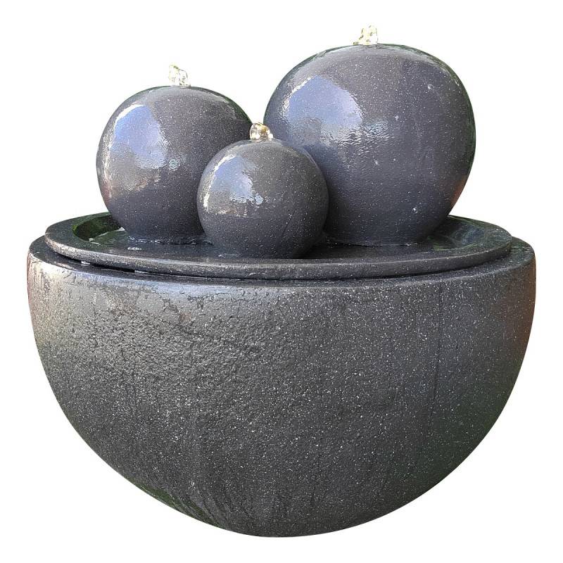 Fontaine de jardin Haumea fiberstone avec pompe LED 57L anthracite Art-Pond - Image 4