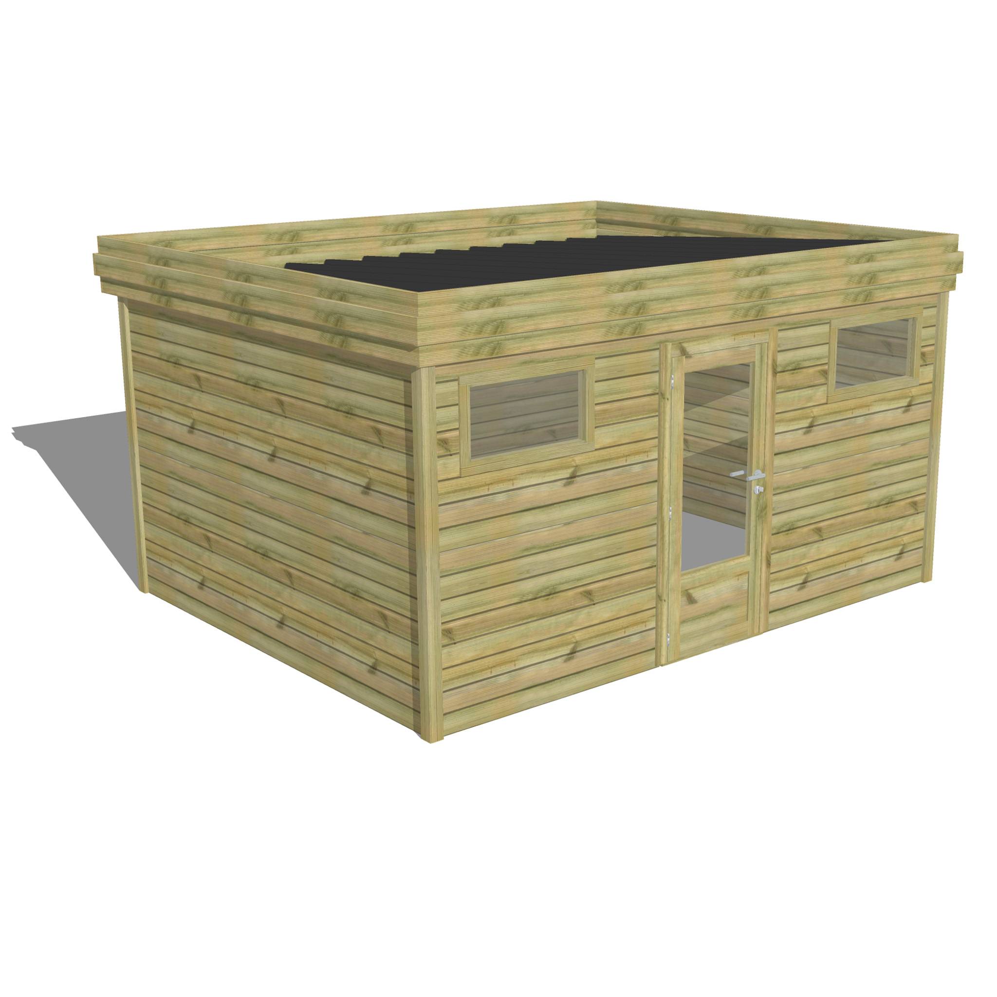 Sans Marque - ABRI DE JARDIN bois  autoclave 27mm - 4,34x3,44m / 15m2 - Bac acier - Abri Français - Imagen 1