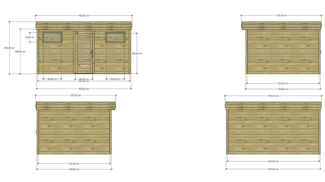 Sans Marque - ABRI DE JARDIN bois  autoclave 27mm - 4,34x3,44m / 15m2 - Bac acier - Abri Français - Imagen 4