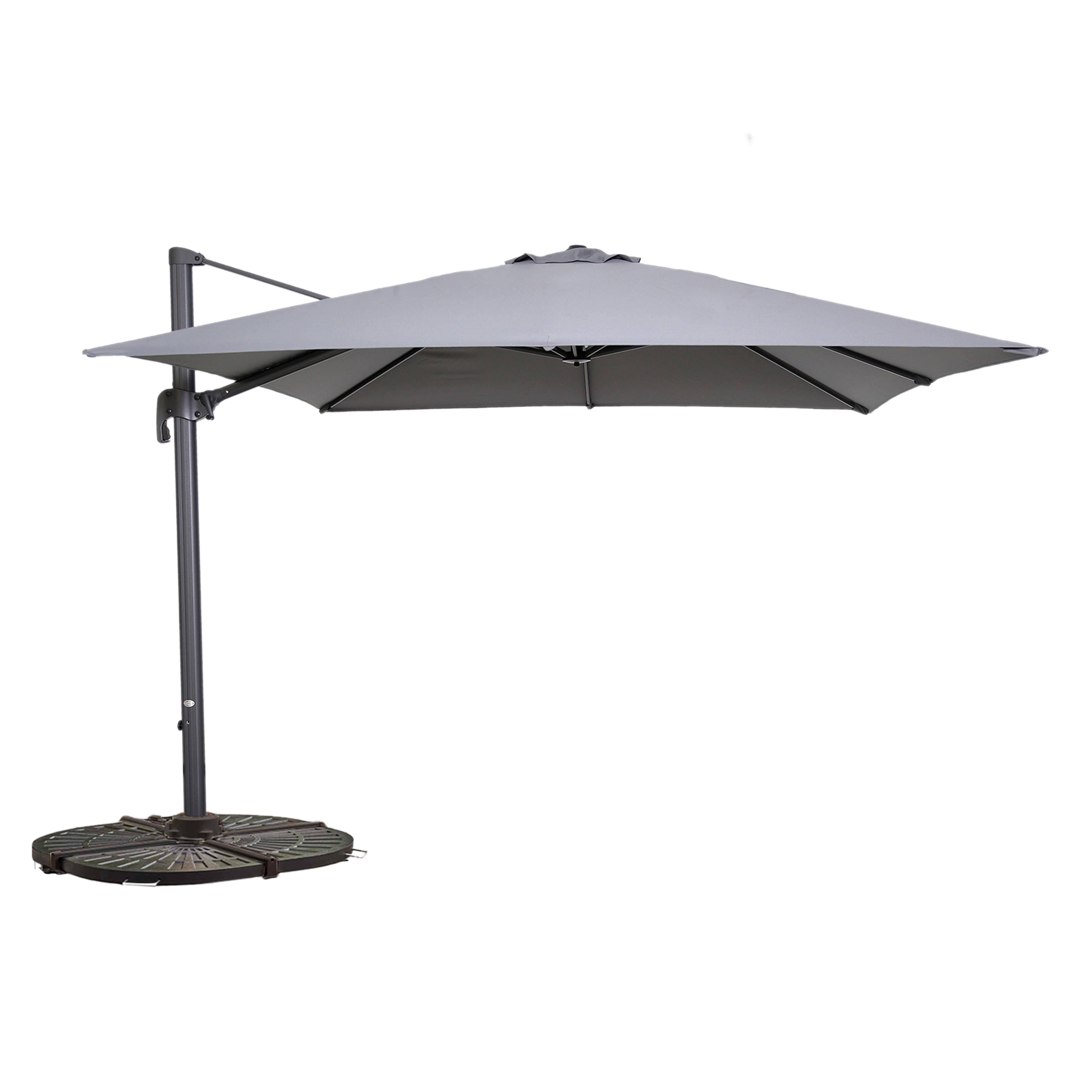 Oviala - Parasol déporté inclinable et rotatif 3x3m et 4 dalles lestées gris Malaga - Oviala - Imagen 1