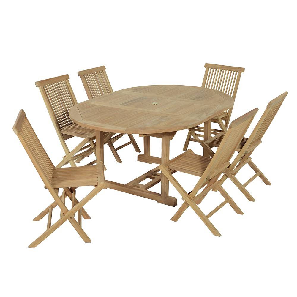 Salon de jardin teck massif Padang, 6 chaises - TECK'Attitude - Imagen 1
