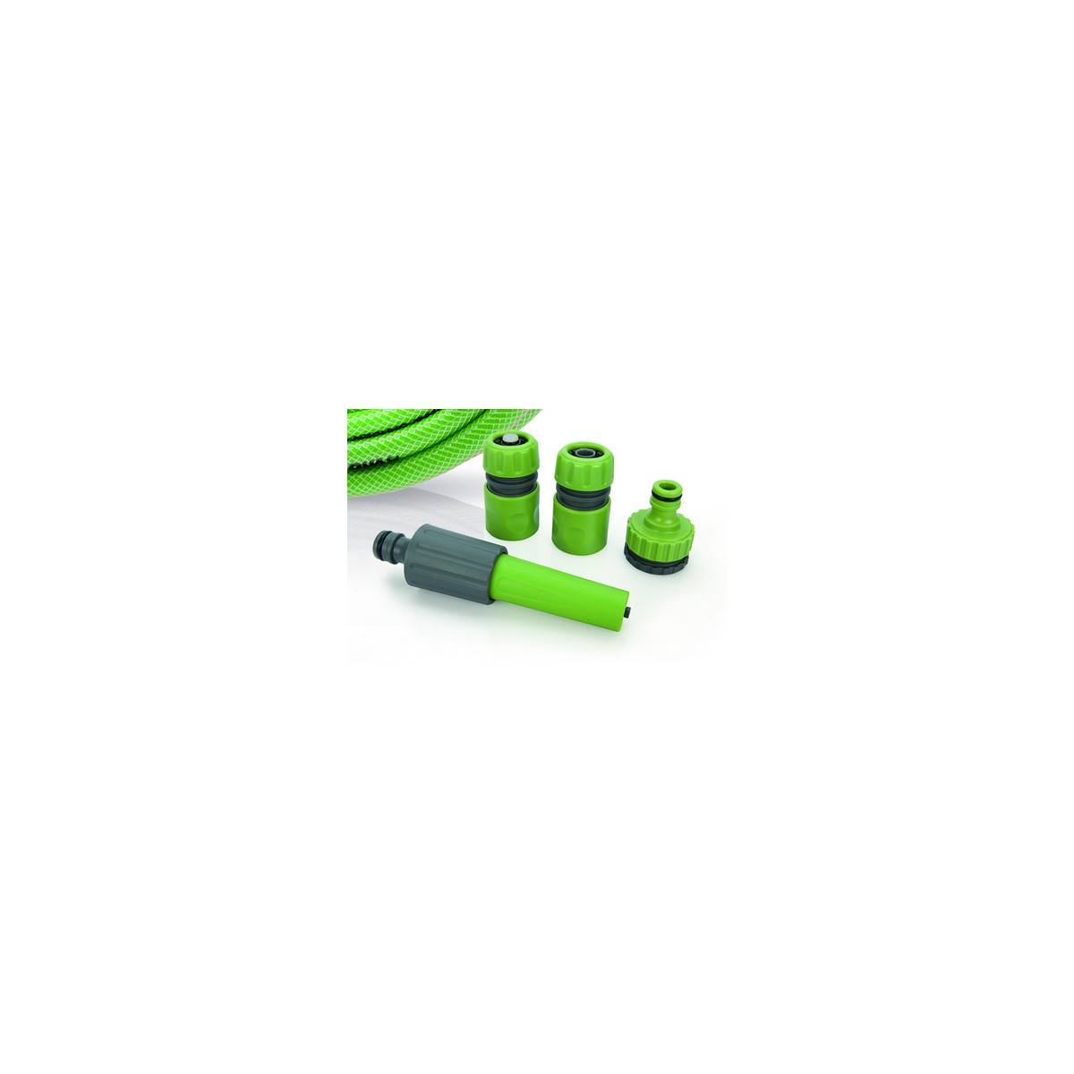 Kit d'arrosage jardin PVC renforcé 20 m diam 15mm lance multi jet +2 raccords + nez de robinet VITO - Image 2