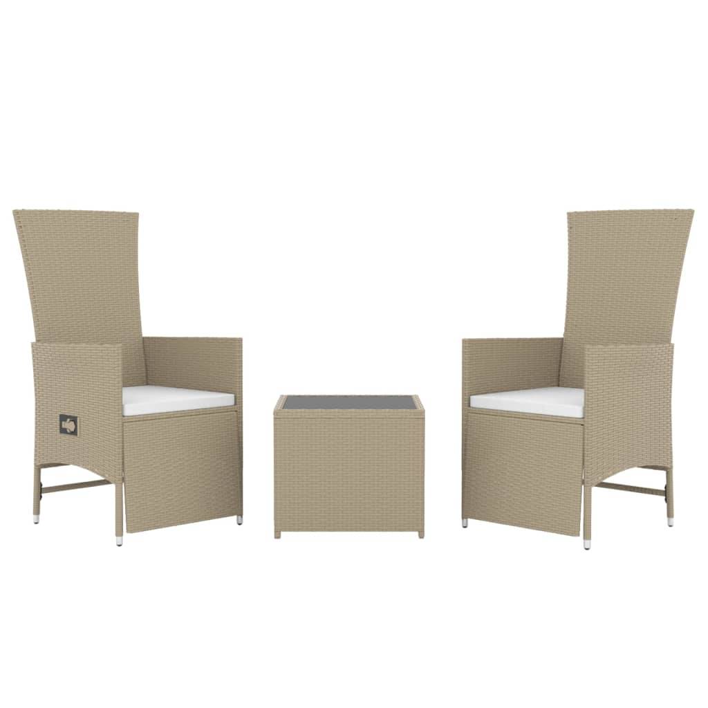 Helloshop26 - Ensemble de Salon de jardin meuble d'extérieur ensemble de mobilier 3 pièces beige poly rotin et acier - Imagen 1
