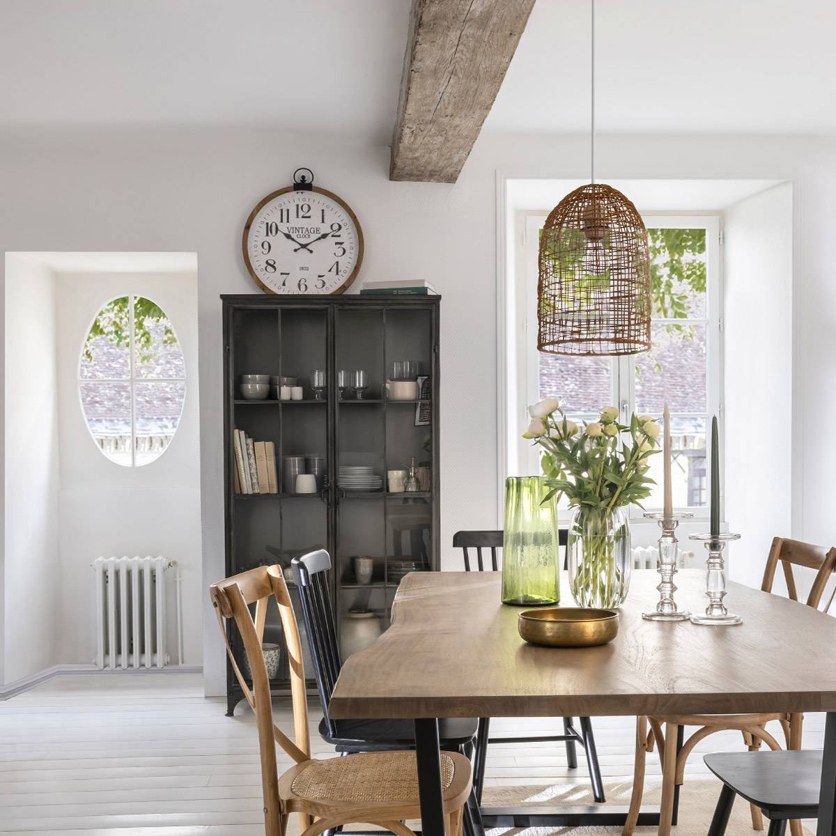 Atmosphera - Horloge "Yago" en bois & métal D57cm - Atmosphera Créateur d'intérieur - Image 1