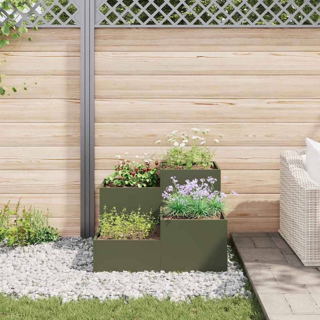 Maison Chic - Cache-pot, Pot De Fleurs Vert olive 80 x 80 x 60 cm Acier g436 - Image 3